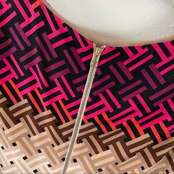 ELIZA J Shift Dress Womens 8 Regular Multicolor Basket Weave Print Knee Length - Picture 5 of 5